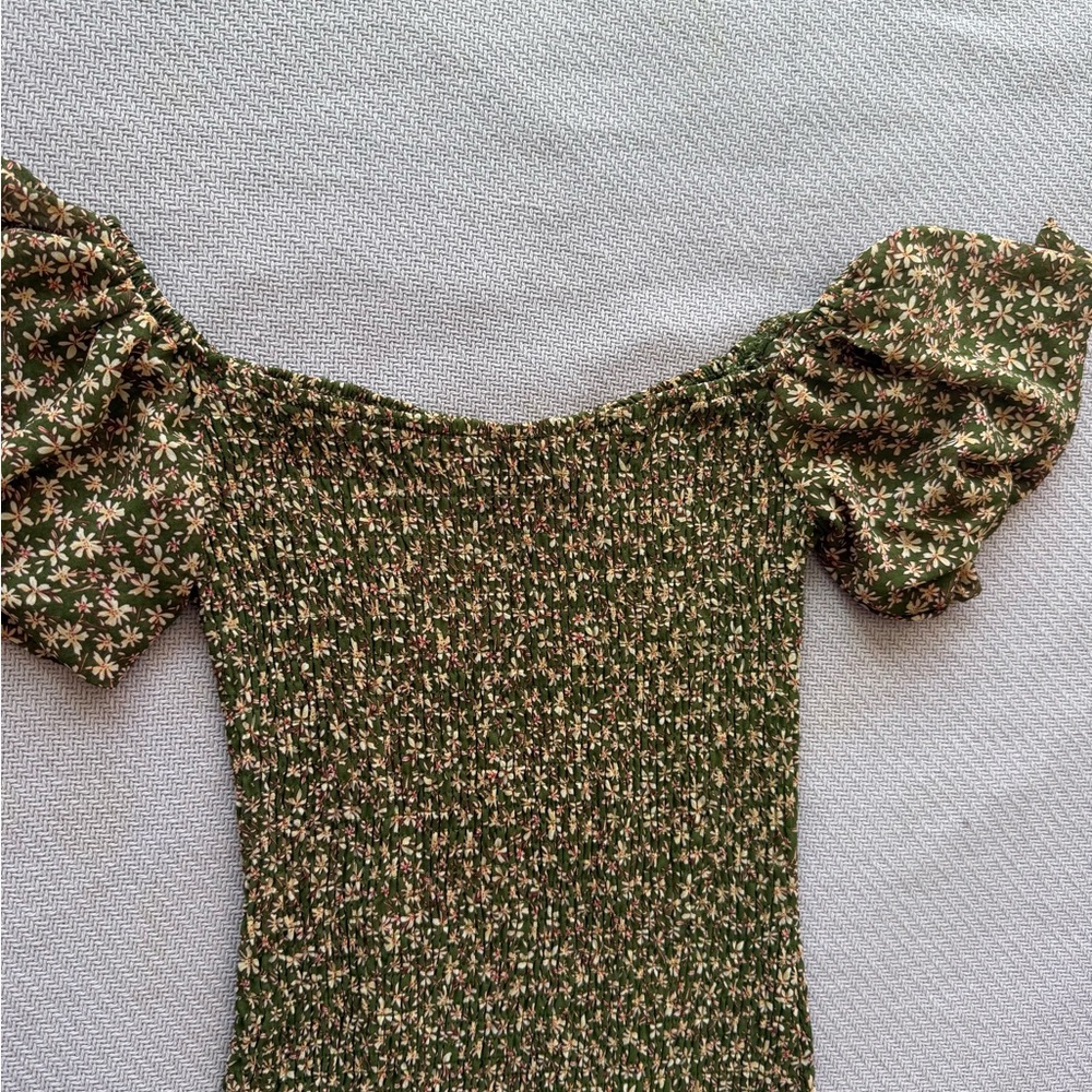 Petal & Pup Green Striped Floral Midi Dress size XS - Picture 5 of 8